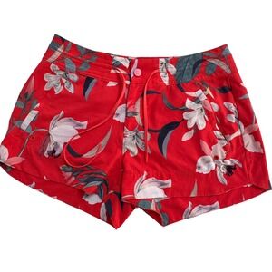 Athleta Hudson Floral Board Shorts Women's 8 Red Tropical Print Swimwear